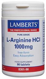 L-Arginine HCl 1000mg 90 ταμπλέτες Unflavoured Lamberts από το Pharm24